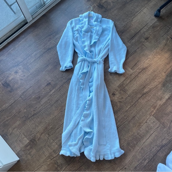 Light Blue Ruffled Women's Robe - Picture 1 of 4